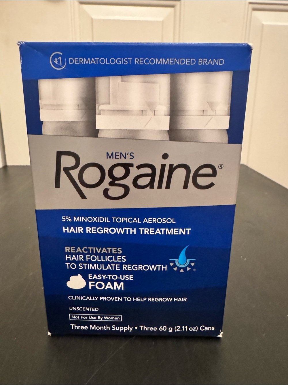 Men's ROGAINE 5% Minoxidil Unscented Foam Hair Regrowth Treatment 3 Month Supply